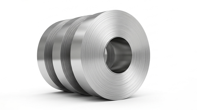 Cold rolled SS 420 2B finish strip coil stacked in warehouse stockyard