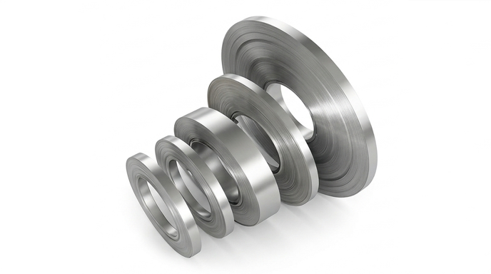 Cold rolled SS 430 2B finish strip coil inventory in stockyard